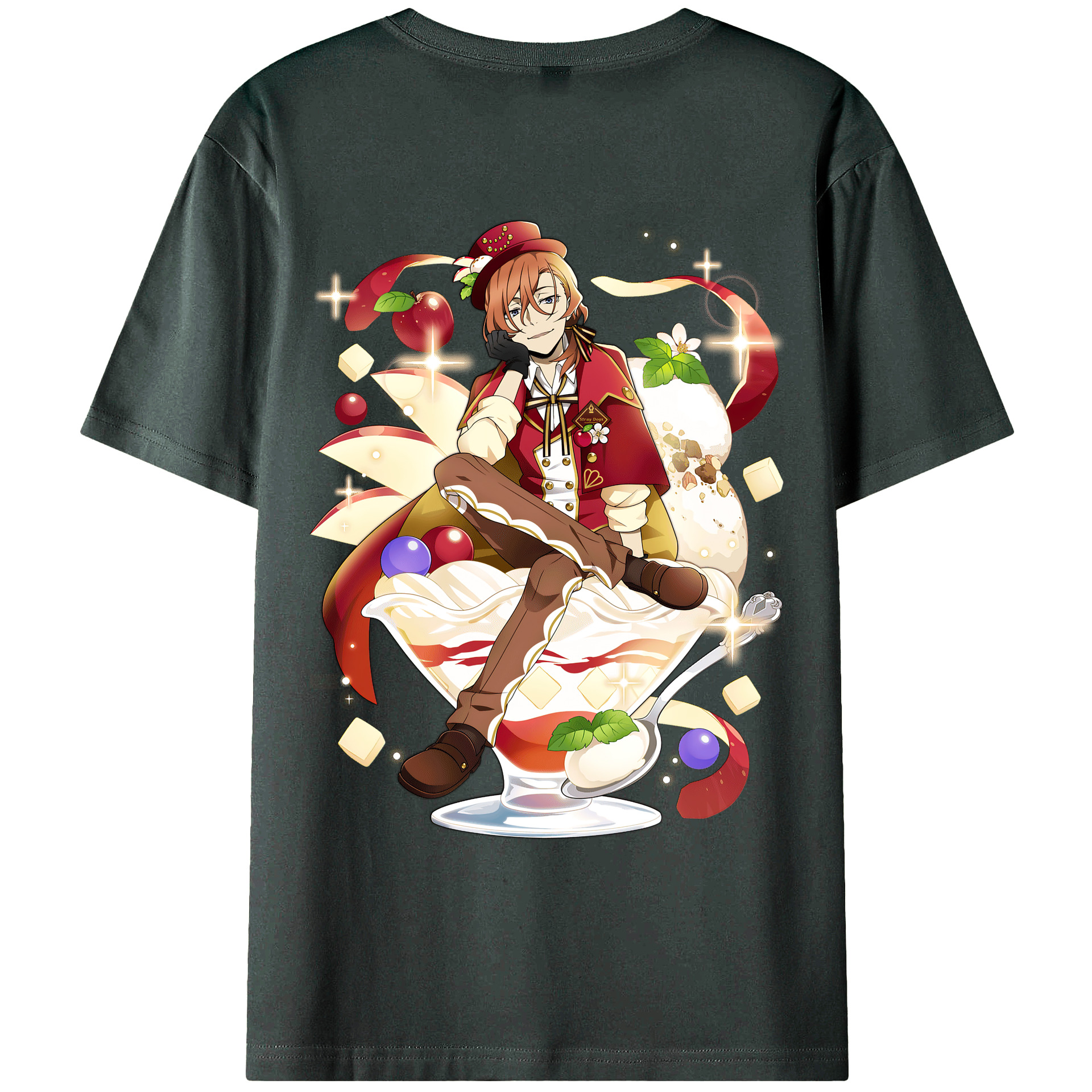 （画像用） 文豪ストレイドッグス Bungo Stray Dogs 綿100％ メンズ半袖Tシャツ（バックプリント） 通気性
